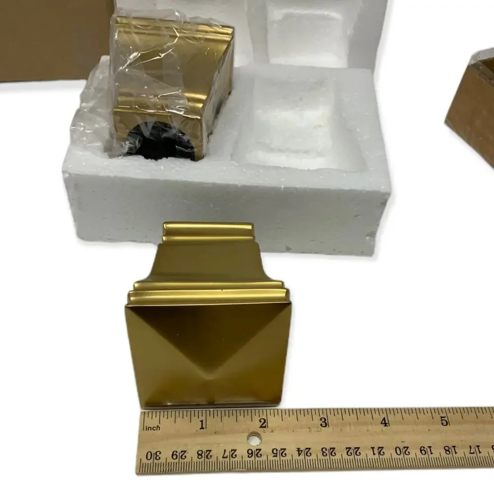 William Sonoma Brass Brushed Gold Curtail Rod Finial Set of 2 New In Box